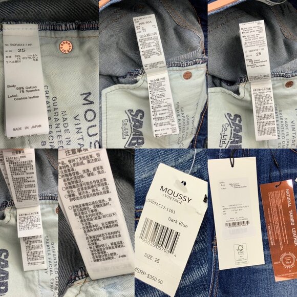 Moussy Vintage MV Rhode Flare Jeans 25 Dark Blue Distressed Cropped High Rise - Picture 7 of 12